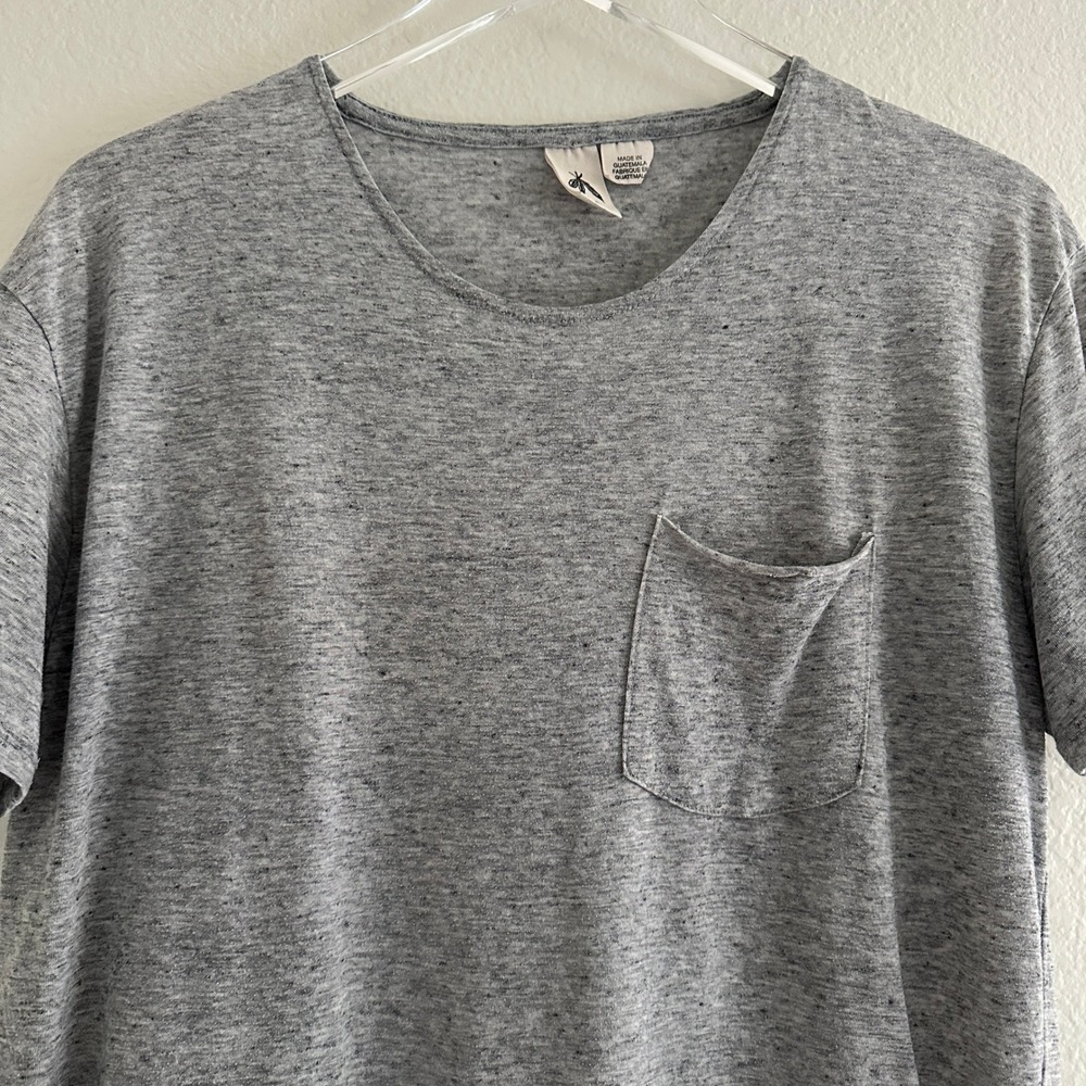 Three Feathers Anthropologie Pocket T-Shirt Womens M Gray High-Low Heathered